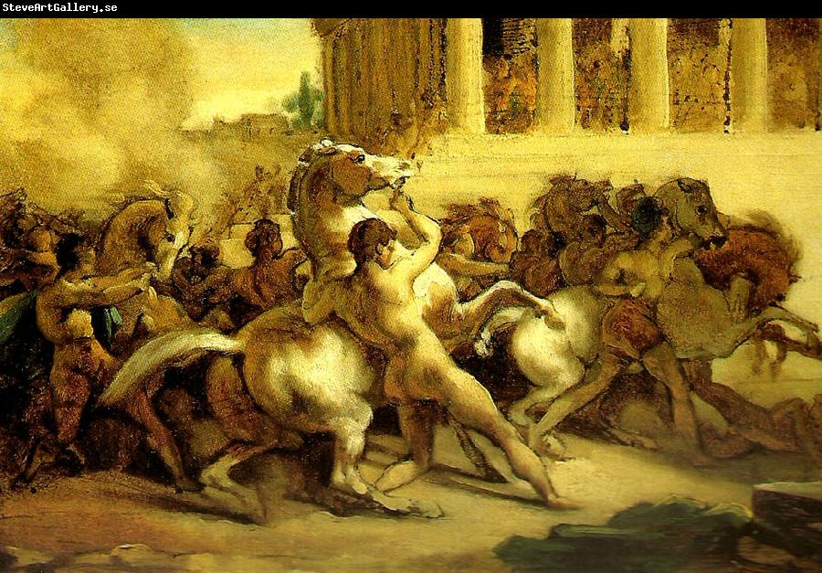 Theodore   Gericault la course de chevaux libres